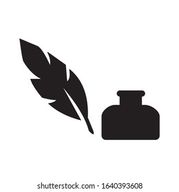 feather and inkwell icon symbol