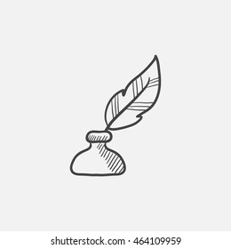 Icono de esbozo de inkwell para web, móvil e infografía. Icono aislado del vector dibujado a mano.