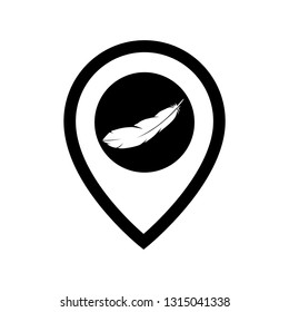 feather inside location pin icon