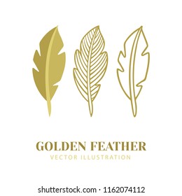 Feather. Isolated Nib Icons set. 
Majestic feather illustrations. Creative authors concept.
Feather vector icon isolated on white background.