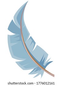 Feather isolated on white background. Vector object in cartoon style.