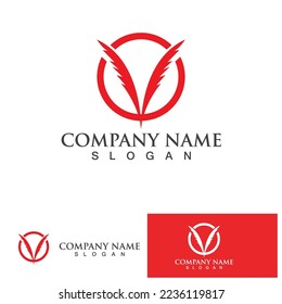 Feder-Logo-Vorlage Vektorgrafik