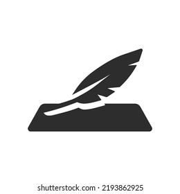 Feather layer icon. Monochrome black and white symbol