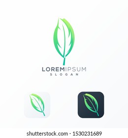 feather leaf logo design ready to use