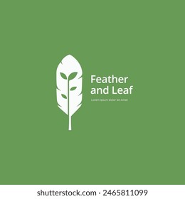 Concepto de diseño de logotipo de cultivo de plumas y plantas de hojas. Ilustración vectorial. Objeto aislado en el fondo