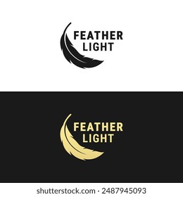 Feather light logo or Feather light label vector isolated. Best feather light logo with precision and perfect design balance. 