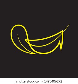 Feather line art icon isolated on a black background