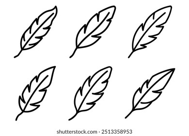 A feather line art, Outline, design template with white background