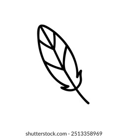 A feather line art, Outline, design template with white background