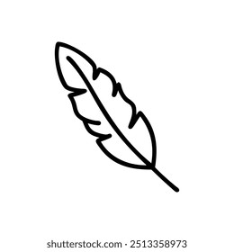 A feather line art, Outline, design template with white background