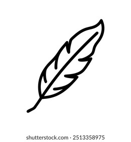 A feather line art, Outline, design template with white background
