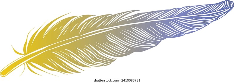 Feather line art vector illustration, bird feather drawing, minimalist feather design, simple line art, ornamental feather design, bird plume	