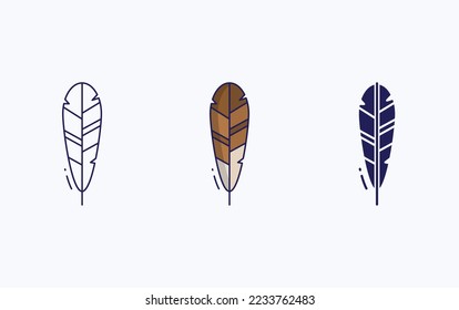 Feather line and glyph icon, vector illustration