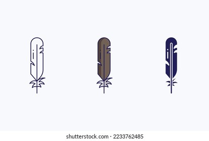 Feather line and glyph icon, vector illustration