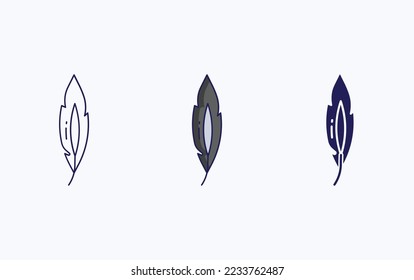 Feather line and glyph icon, vector illustration