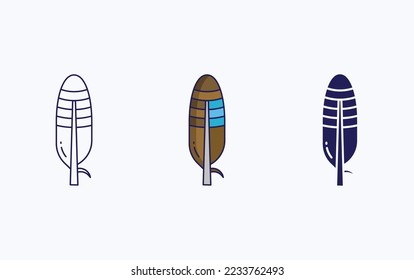 Feather line and glyph icon, vector illustration