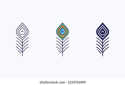Feather line and glyph icon, vector illustration