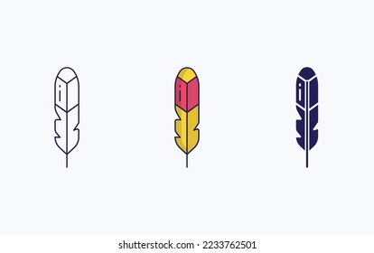 Feather line and glyph icon, vector illustration