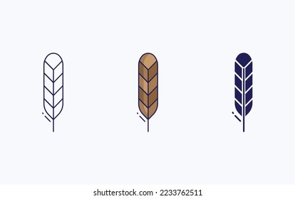 Feather line and glyph icon, vector illustration