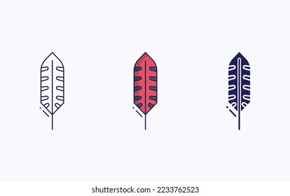 Feather line and glyph icon, vector illustration