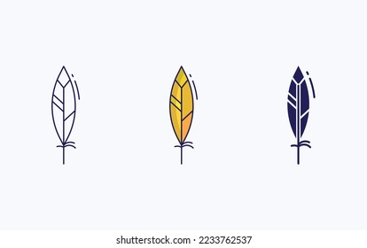 Feather line and glyph icon, vector illustration