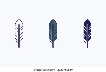Icono de línea de pluma y glifo, ilustración vectorial
