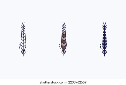 Feather line and glyph icon, vector illustration