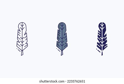 Feather line and glyph icon, vector illustration