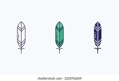 Feather line and glyph icon, vector illustration