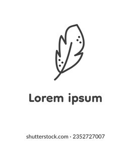 Feather  line icon with dots. Vector cute sign. Logo.