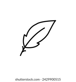 Feather Line Icon. Fluffy Bird Quill Linear Pictogram. Lightweight Plume Outline Symbol. Ink Pen for Write Calligraphy Symbol. Fluffy Light Weight. Editable Stroke. Isolated Vector Illustration.