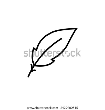 Feather Line Icon. Fluffy Bird Quill Linear Pictogram. Lightweight Plume Outline Symbol. Ink Pen for Write Calligraphy Symbol. Fluffy Light Weight. Editable Stroke. Isolated Vector Illustration.