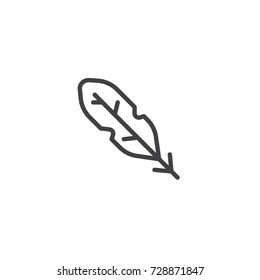 Feather line icon, outline vector sign, linear style pictogram isolated on white. Write symbol, logo illustration. Editable stroke