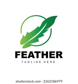 Feather Logo, Abstract Simple Feather Design, Wing Feather Vector, Pencil Stationery, Simple Icon