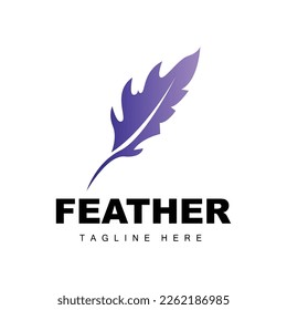 Feather Logo, Abstract Simple Feather Design, Wing Feather Vector, Pencil Stationery, Simple Icon