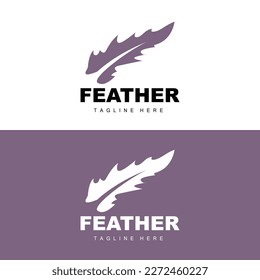 Feather Logo, Abstract Simple Feather Design, Wing Feather Vector, Pencil Stationery, Simple Icon