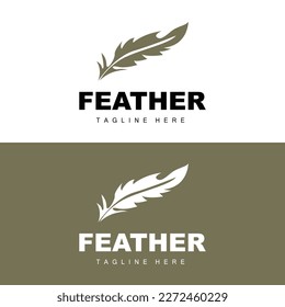 Feather Logo, Abstract Simple Feather Design, Wing Feather Vector, Pencil Stationery, Simple Icon