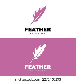 Feather Logo, Abstract Simple Feather Design, Wing Feather Vector, Pencil Stationery, Simple Icon