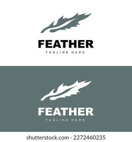 Feather Logo, Abstract Simple Feather Design, Wing Feather Vector, Pencil Stationery, Simple Icon