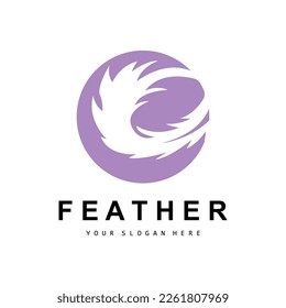 Feather Logo, Animal Wing Design, Vector Icon Template Simple
