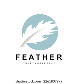 Feather Logo, Animal Wing Design, Vector Icon Template Simple