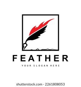 Feather Logo, Animal Wing Design, Vector Icon Template Simple