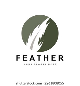 Feather Logo, Animal Wing Design, Vector Icon Template Simple