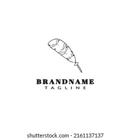 patrón de diseño de dibujos animados del logotipo de plumas icono de ilustración de vector aislado negro