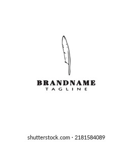 feather logo cartoon design template icon black modern isolated vector illustration
