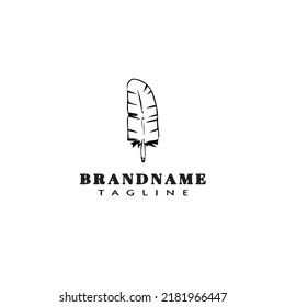 feather logo cartoon design template icon black modern isolated vector illustration