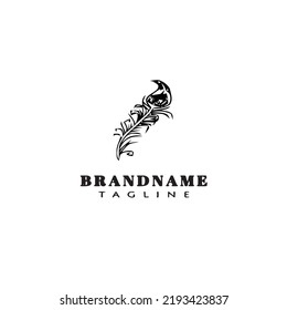 patrón de diseño de dibujos animados del logotipo de plumas icono de ilustración de vector aislado negro