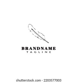 feather logo cartoon design template icon black modern isolated vector illustration