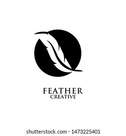 feather logo with circle icon design vector illustration symbol