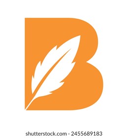 Feather Logo combine with letter B vector templat